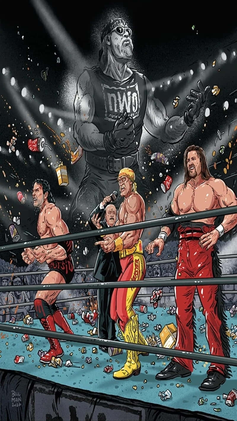 Digital Illustration Of Nwo And Kevin Nash Background