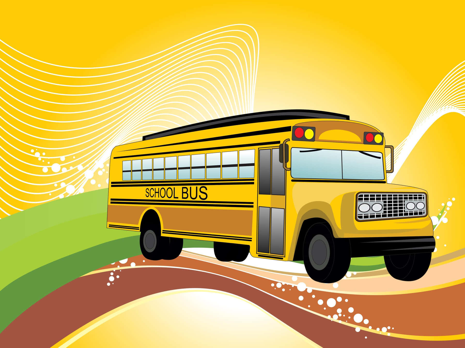 Digital Illustration Yellow School Bus