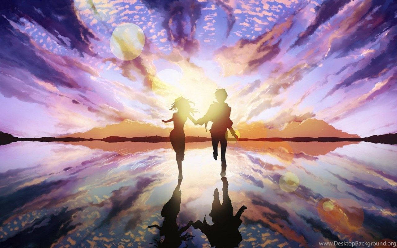 Digital Image Of Cute Couple Drawing Background