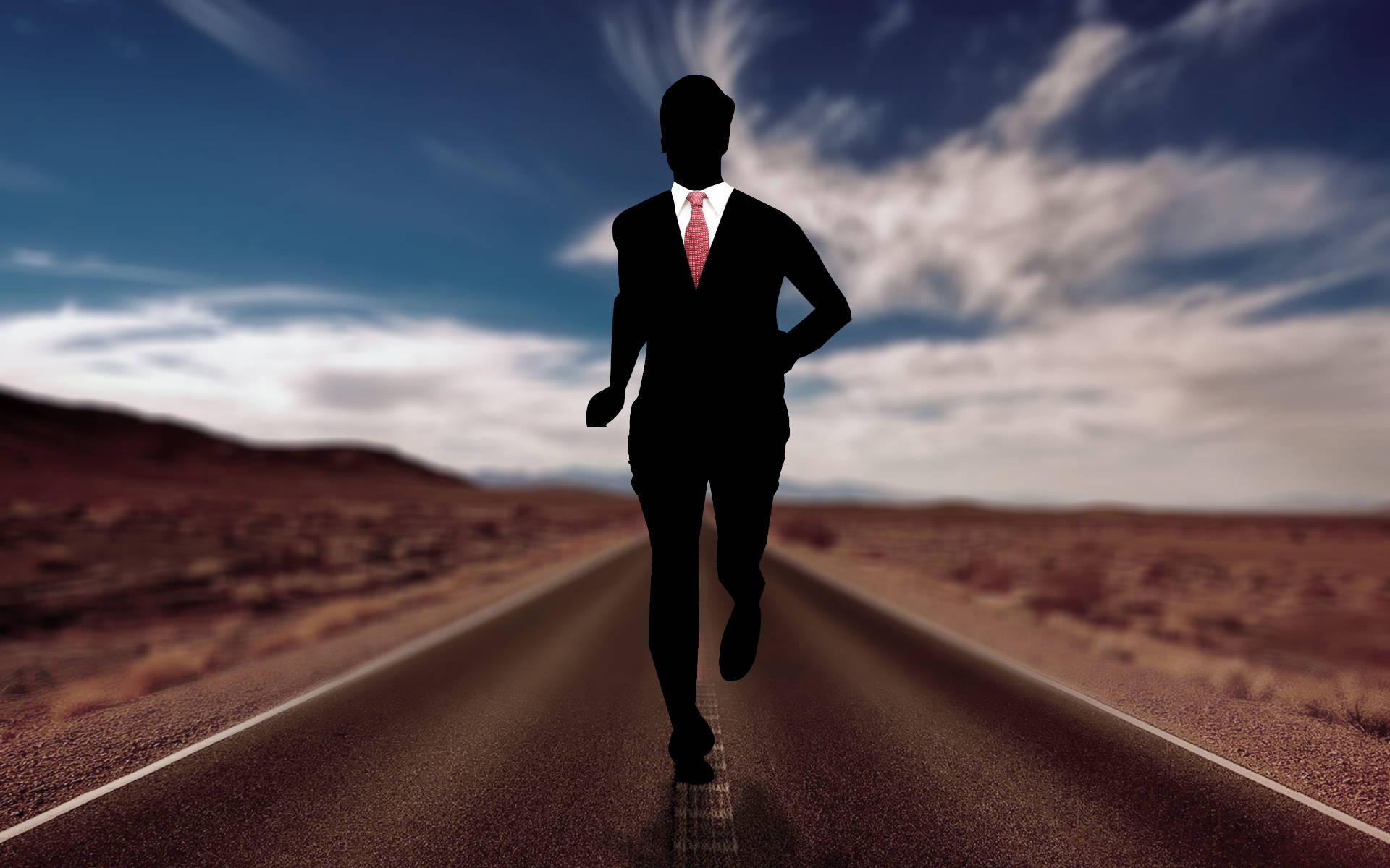 Digital Man Running In Road Background