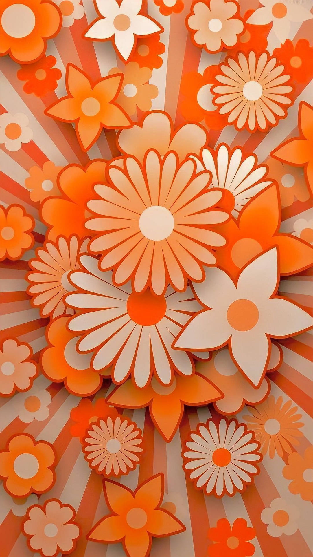 Digital Orange Floral Art