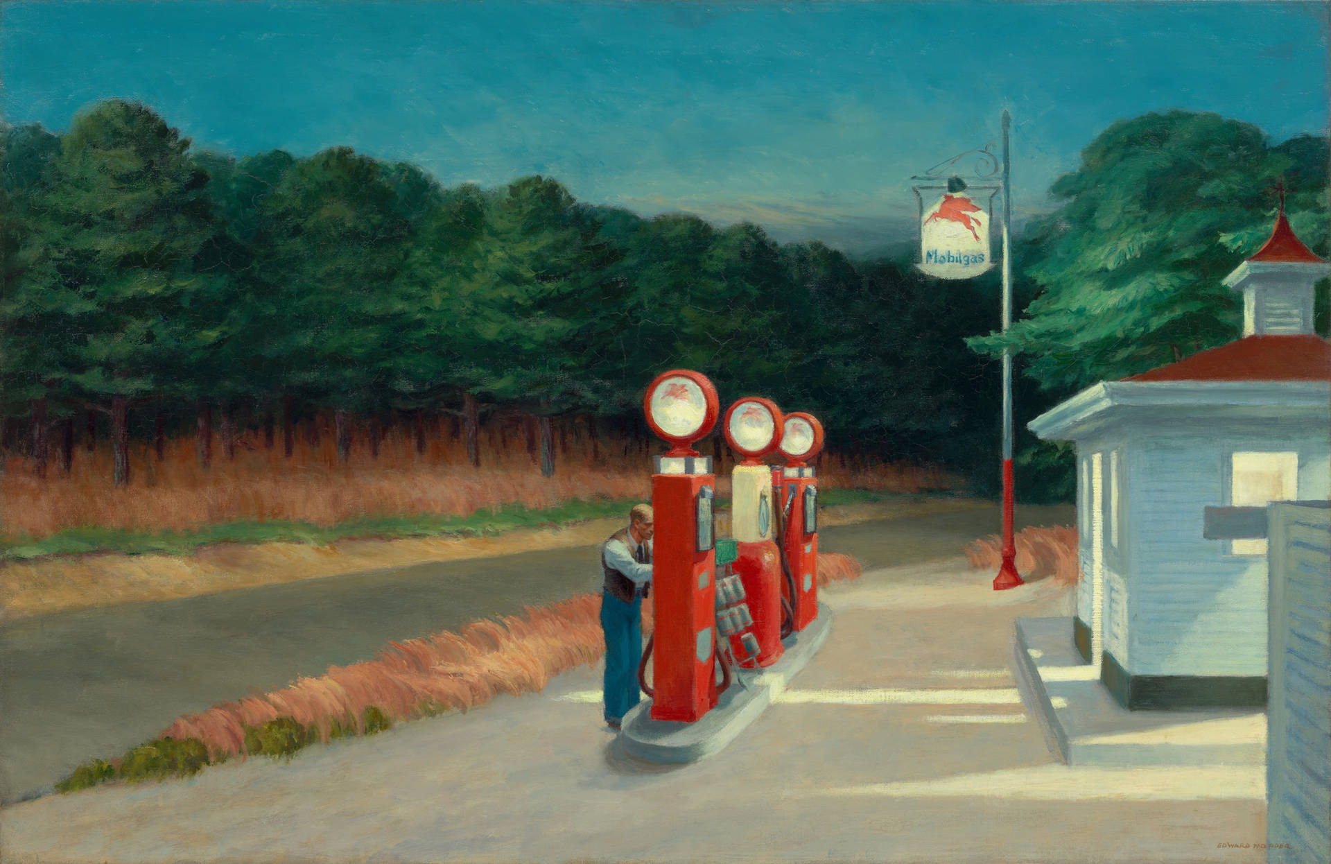 Digital Painting Dainty Retro Gas Station Background