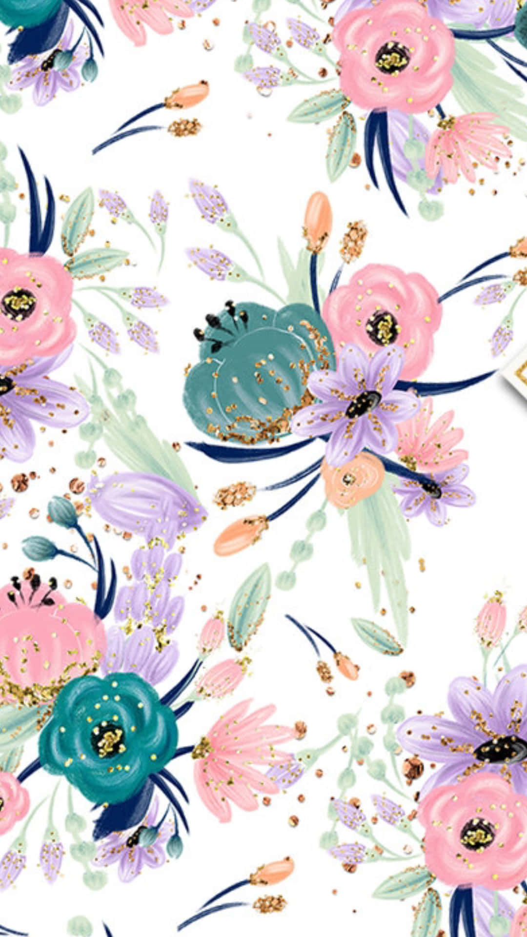 Digital Painting Pastel Cute Floral Background