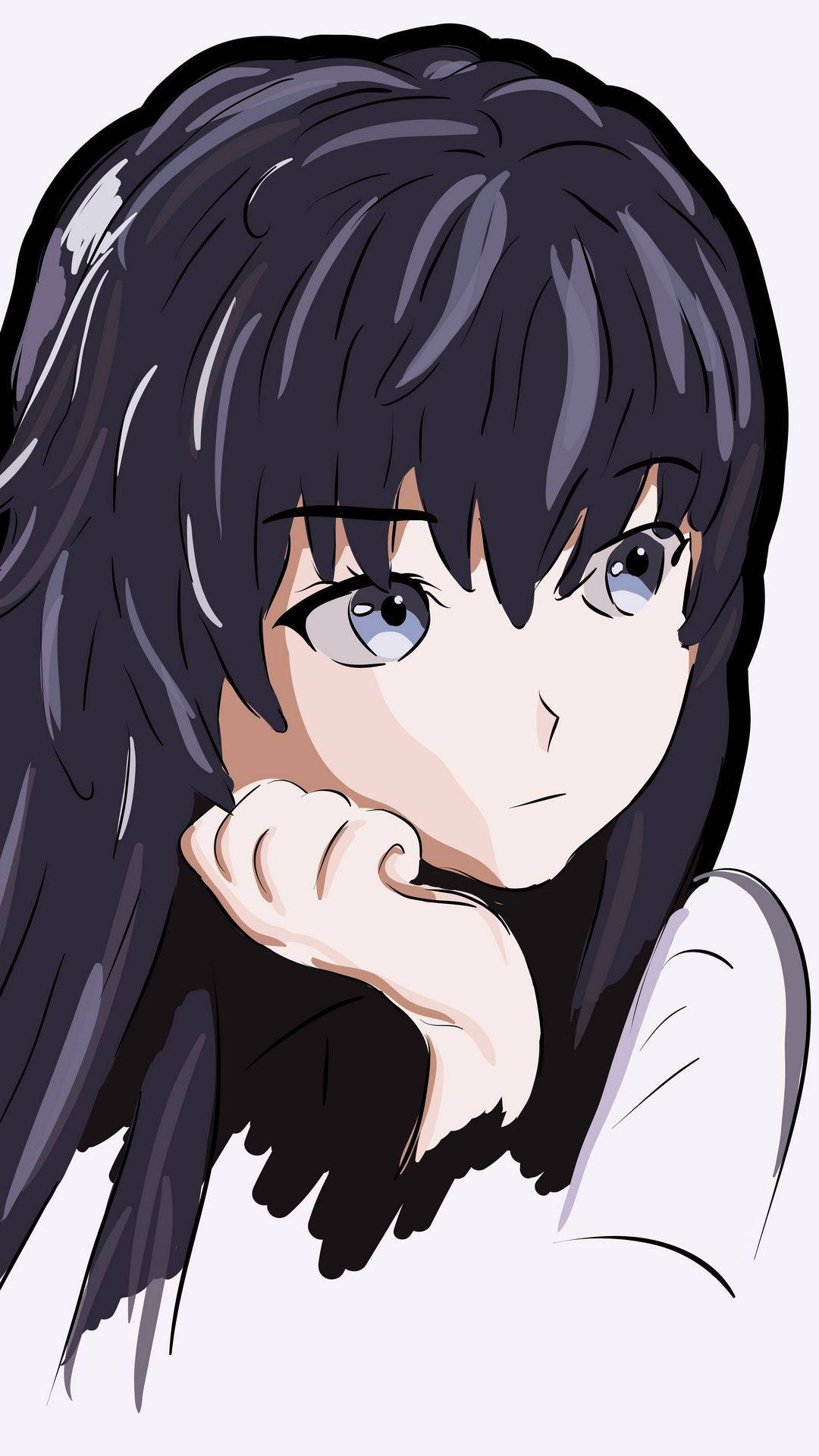 Digital Painting Sad Anime Girl Background
