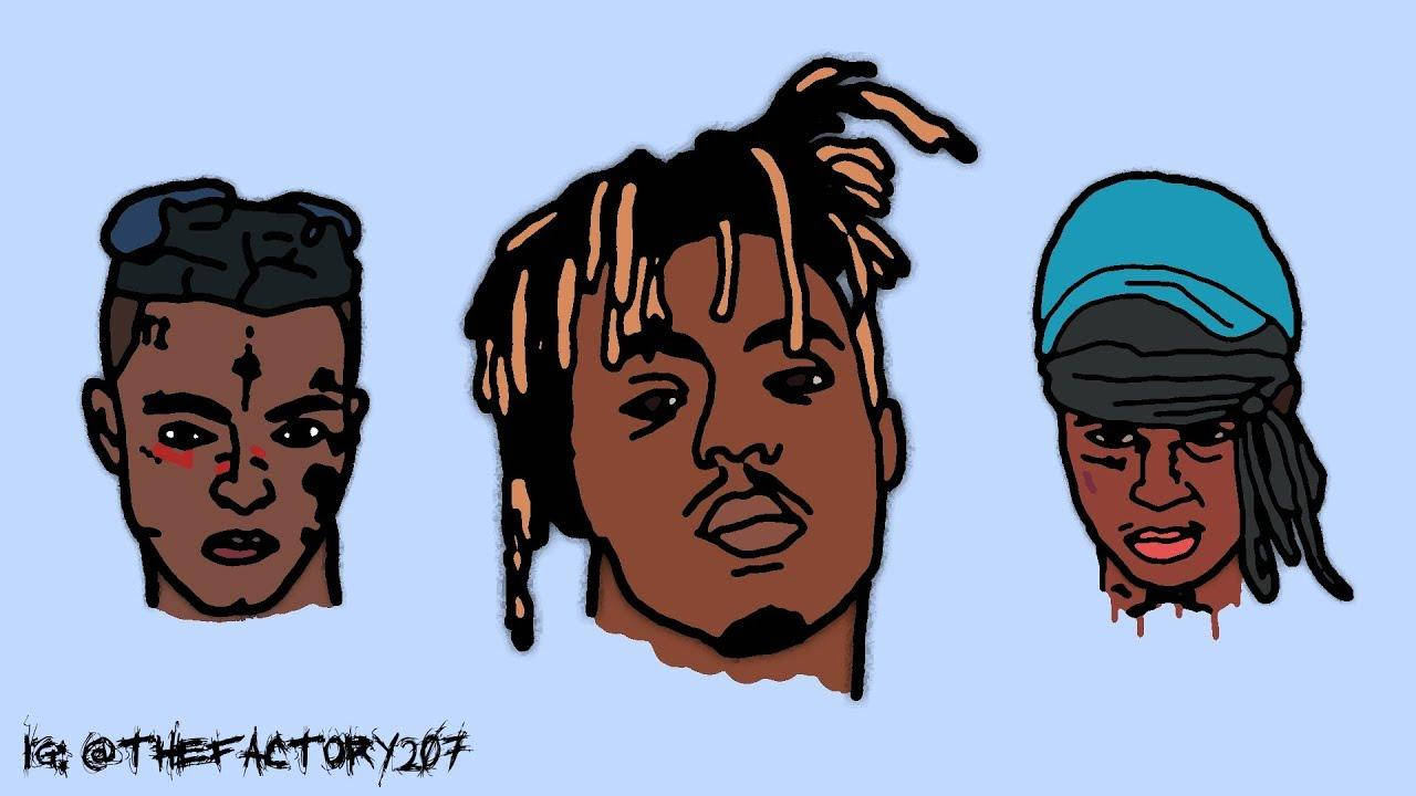 Digital Poster Of Juice Wrld Cartoon Background