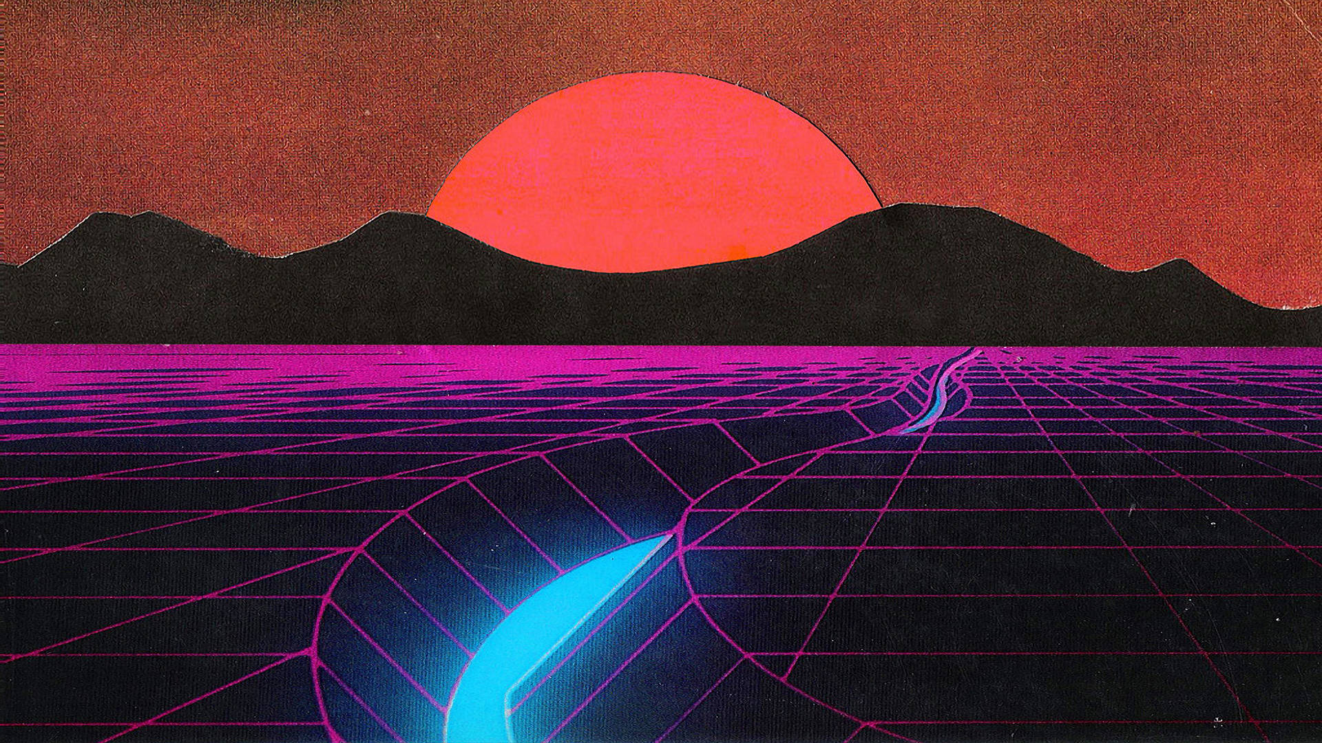 Digital Synthwave Sunset Background