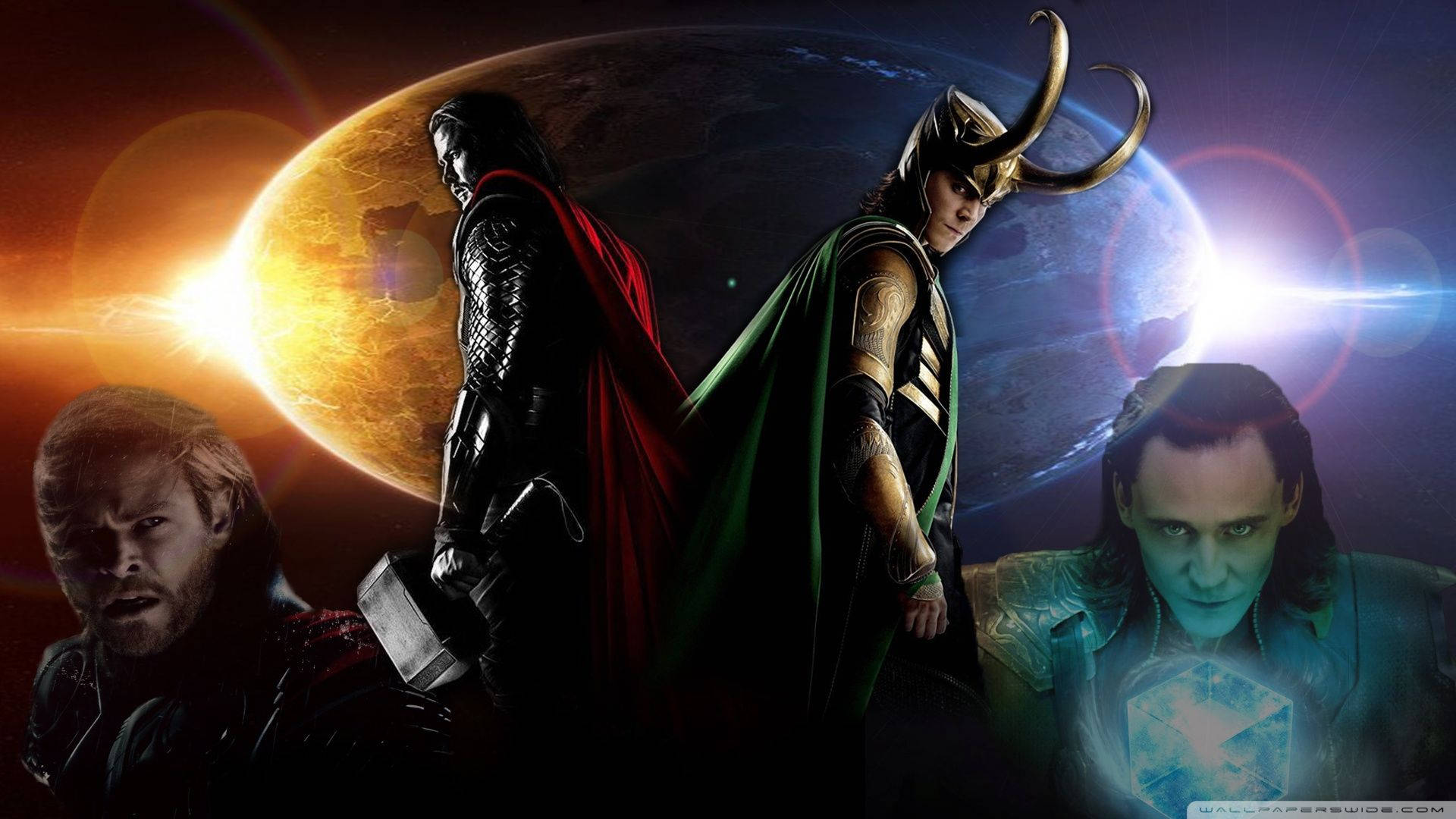 Digital Thor And Loki Background
