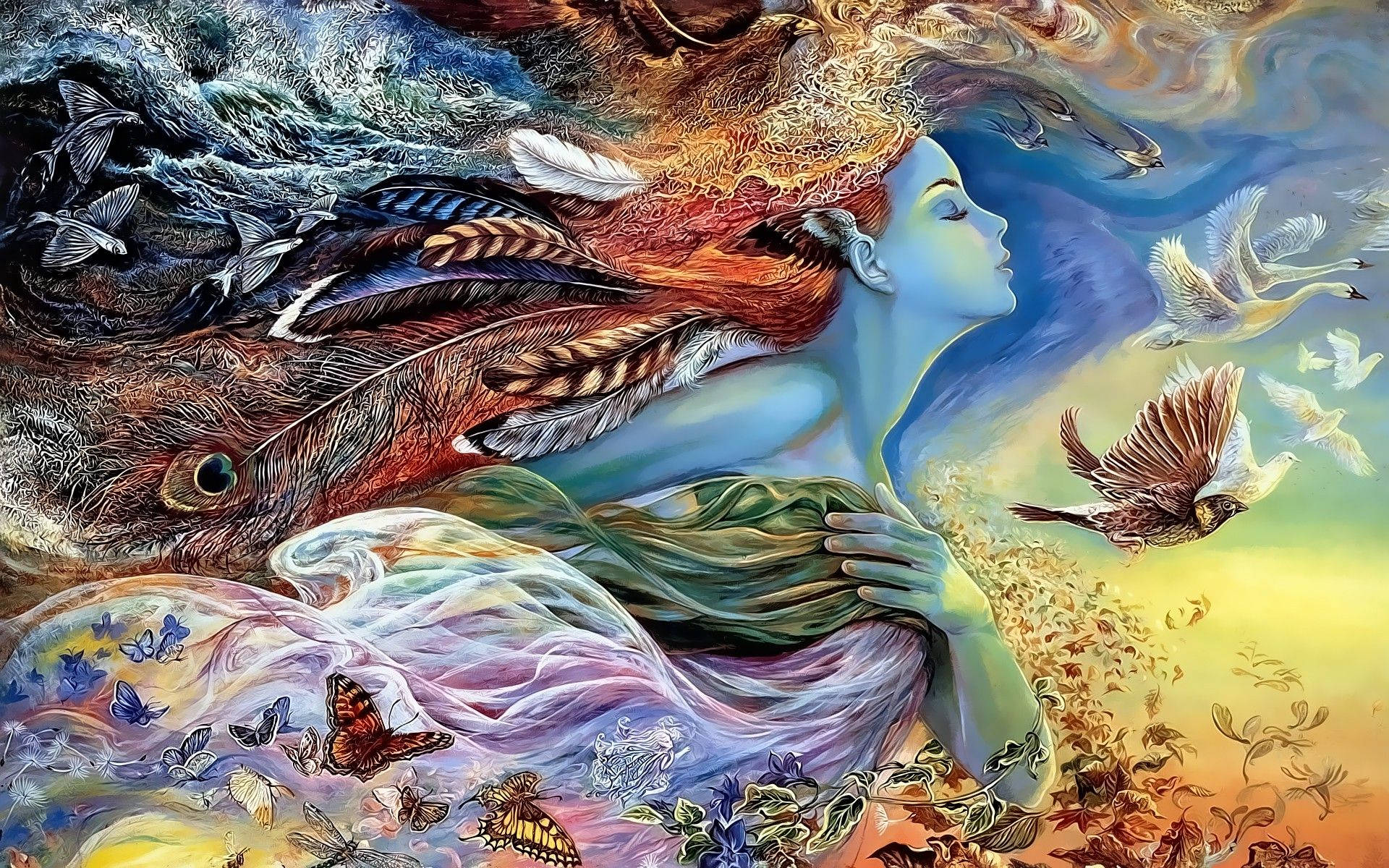 Digital Woman Fantasy Art Background