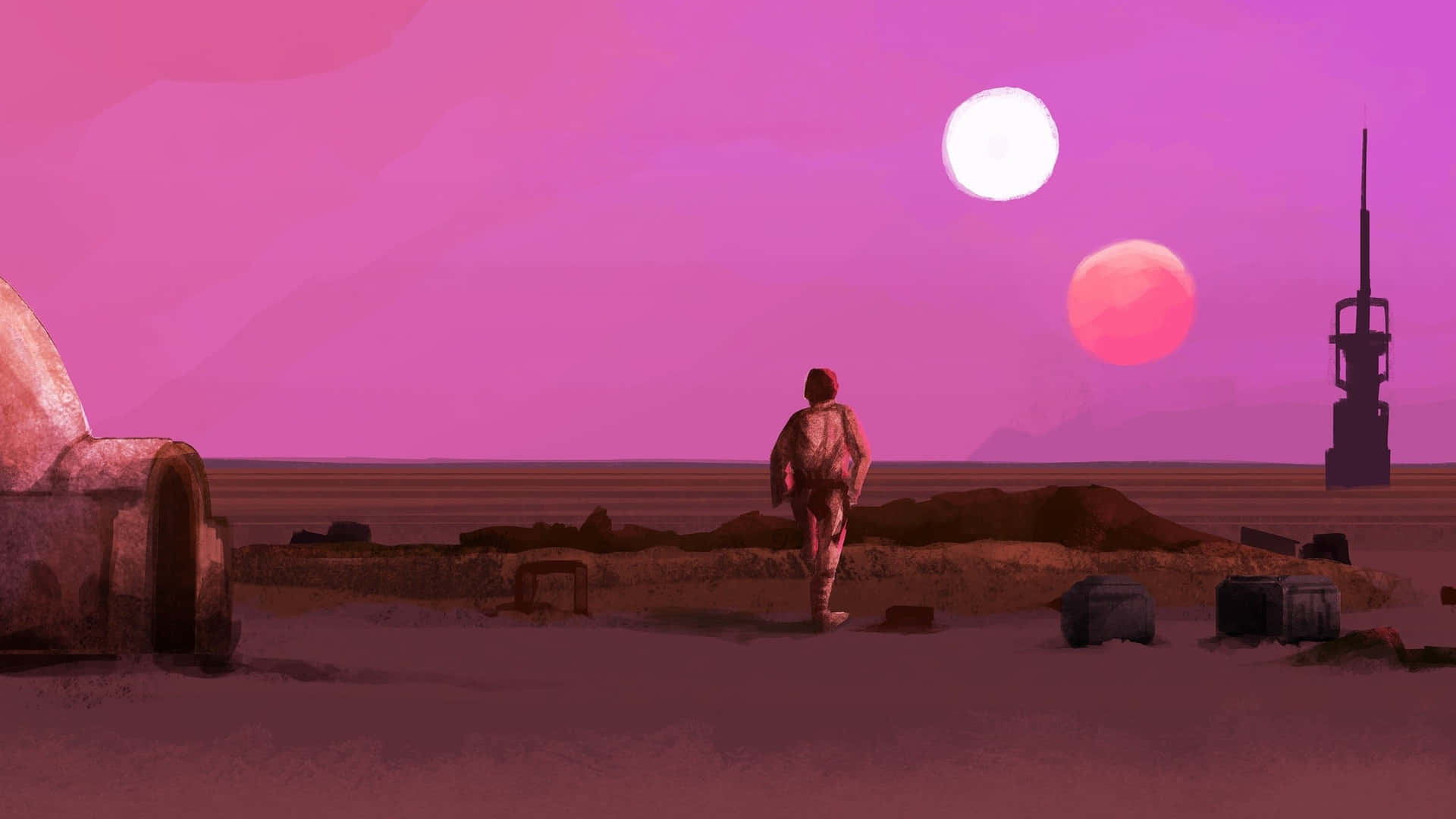 Digitally Painted Of Man 70s Aesthetic Desktop Background