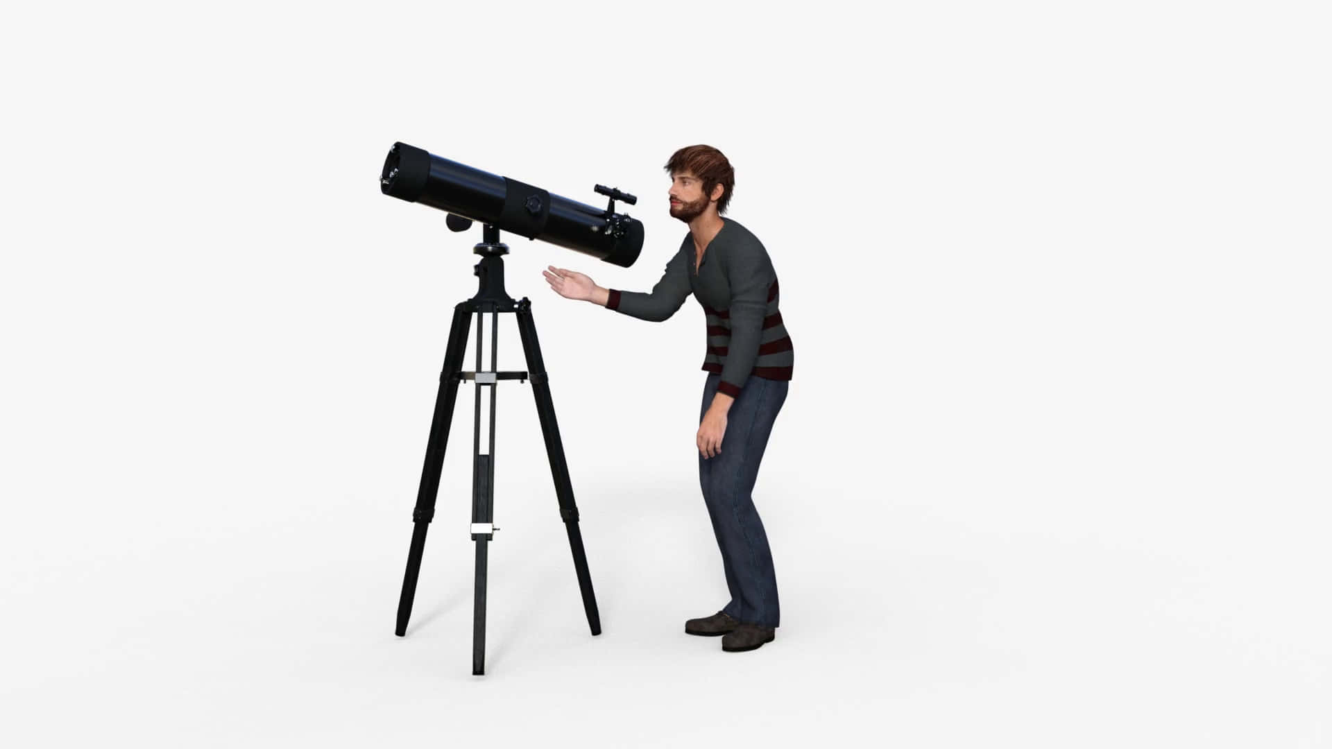 Digitally Rendered Man Astronomy Telescope Background