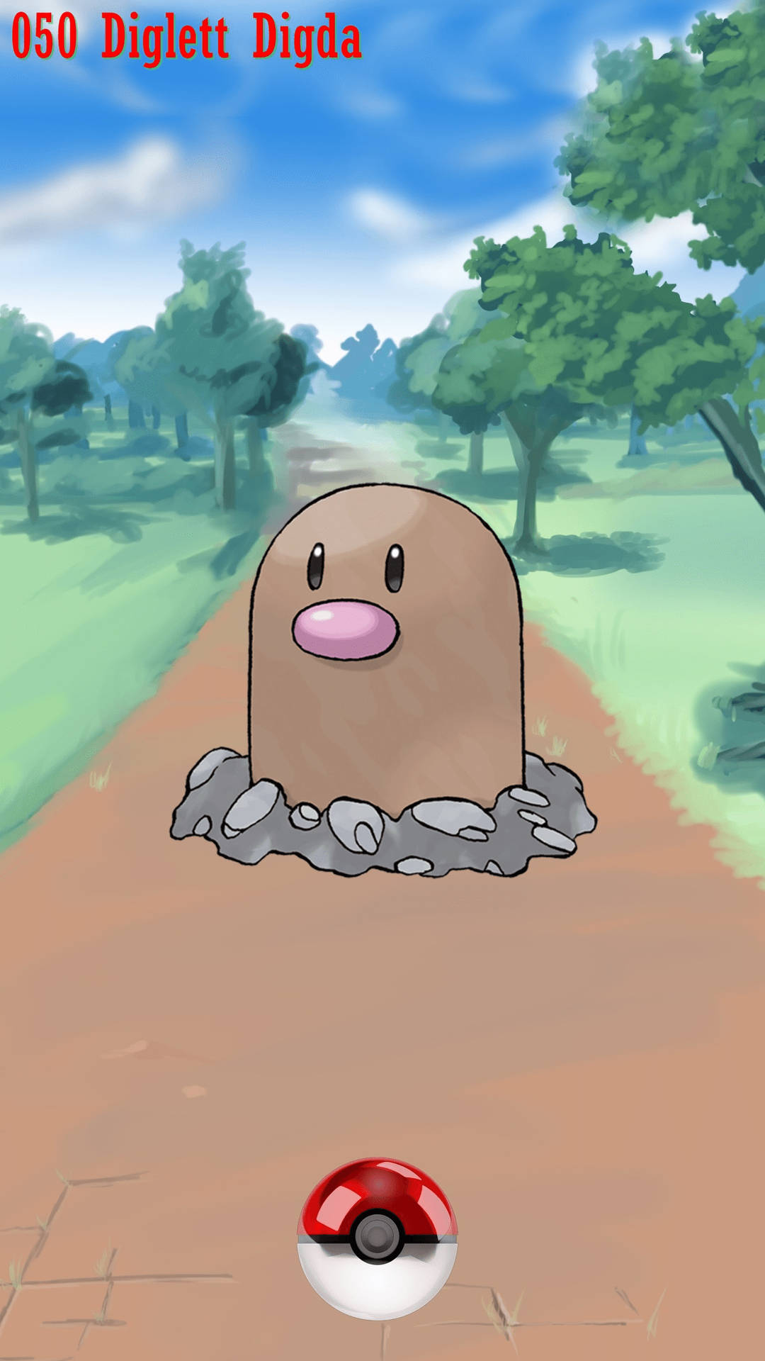 Diglett Green Grass And Trees Background