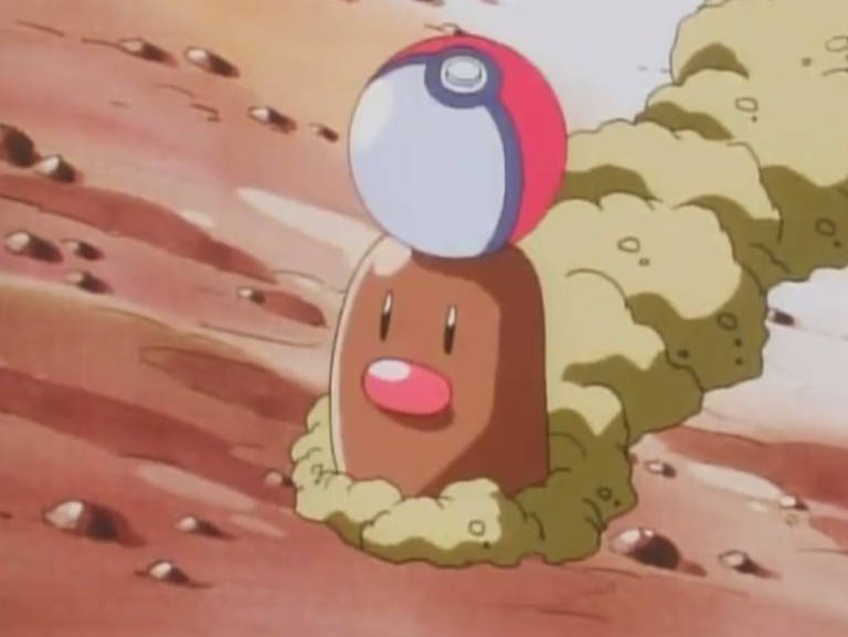 Diglett Pokéball Emerging From Ground Background