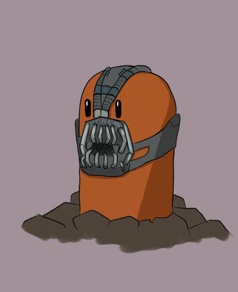 Diglett Wearing Bane Mask On A Purple Background Background