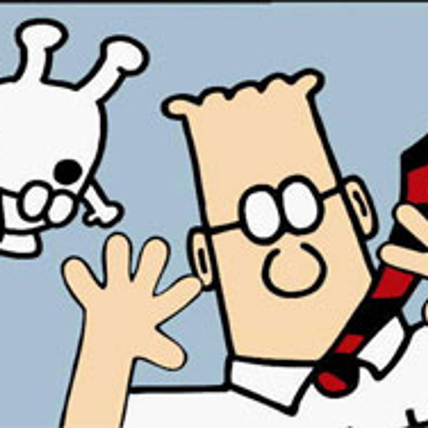 Dilbert And Dogbert Waving For A Cheerful Day Background