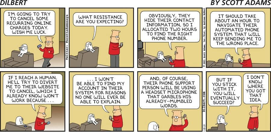 Dilbert Discussing Recurring Charges In A Comic Strip. Background