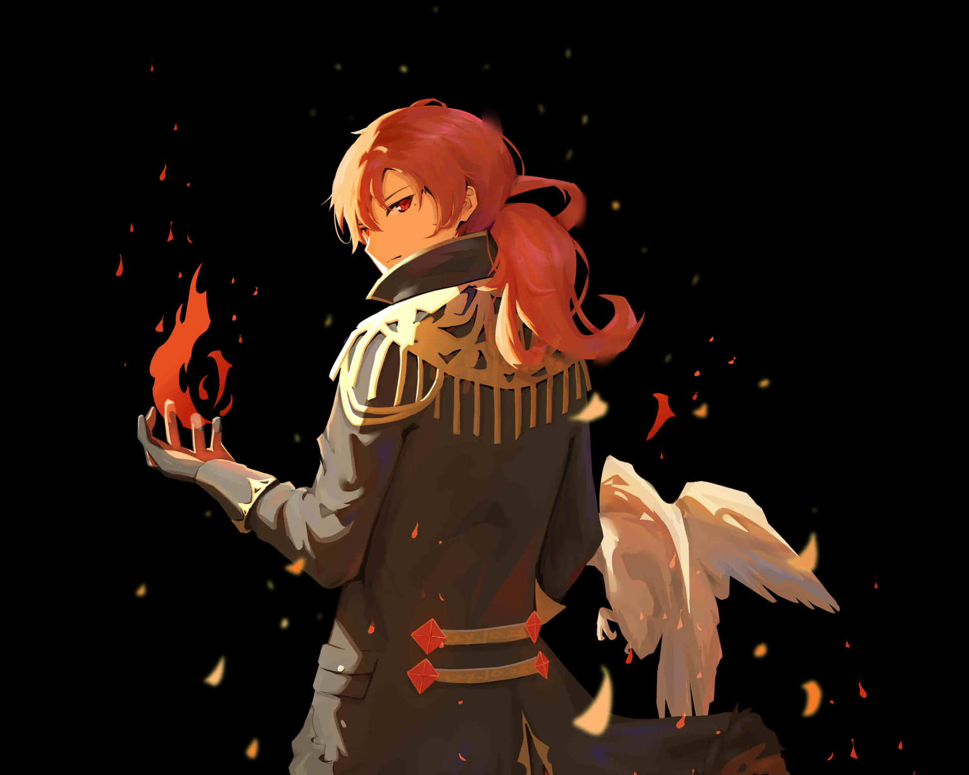 Diluc Holding Fire Background