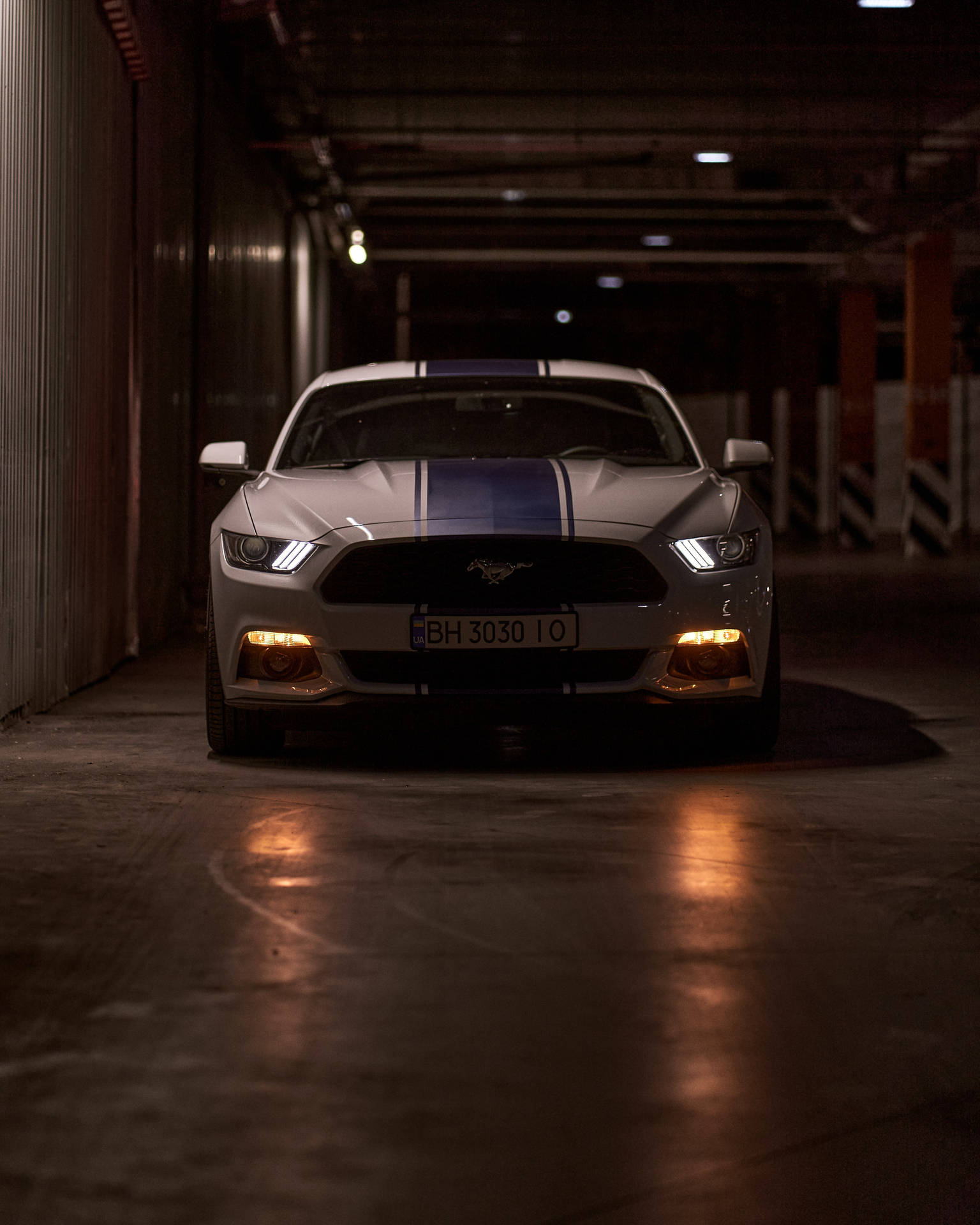 Dim Lit Ford Mustang Car Background