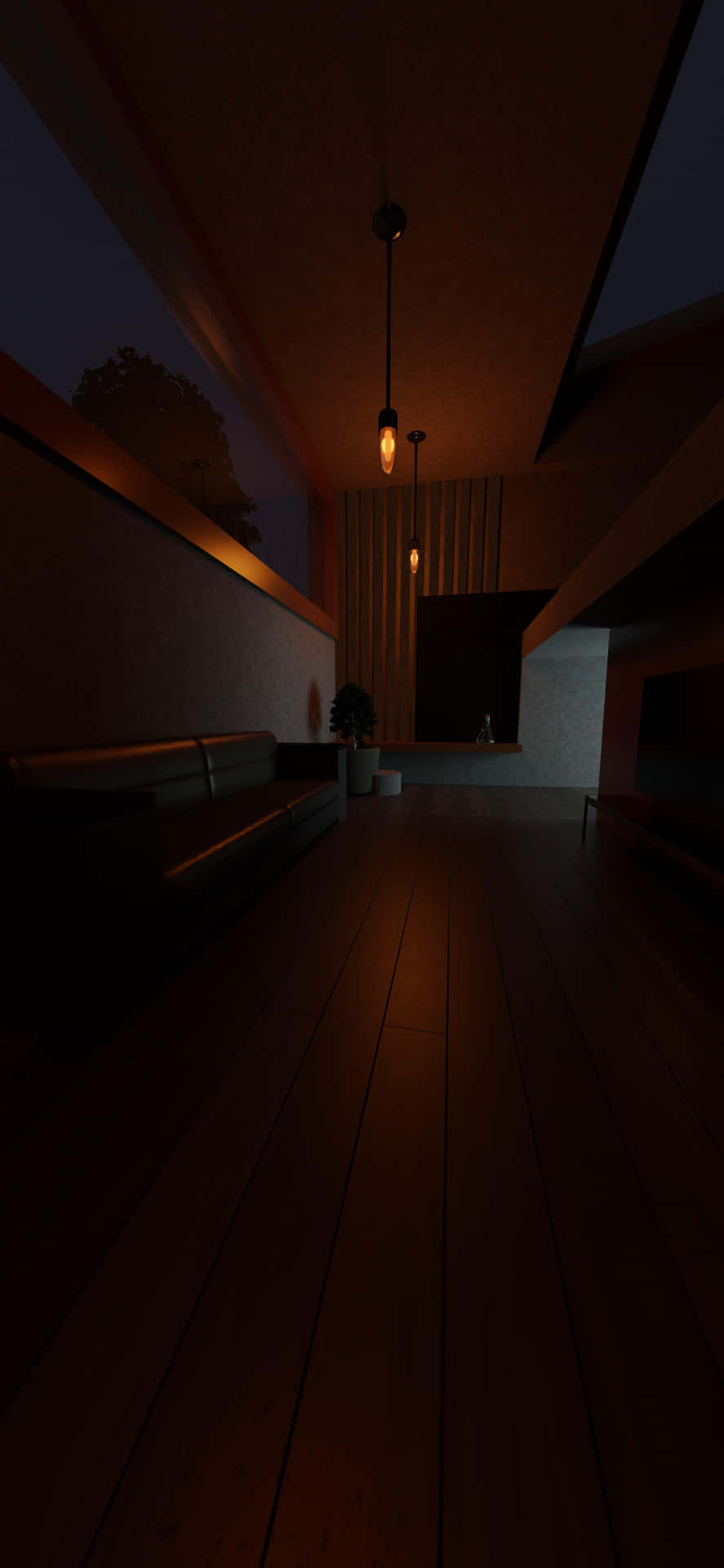 Dimly Lit Modern Interior Background
