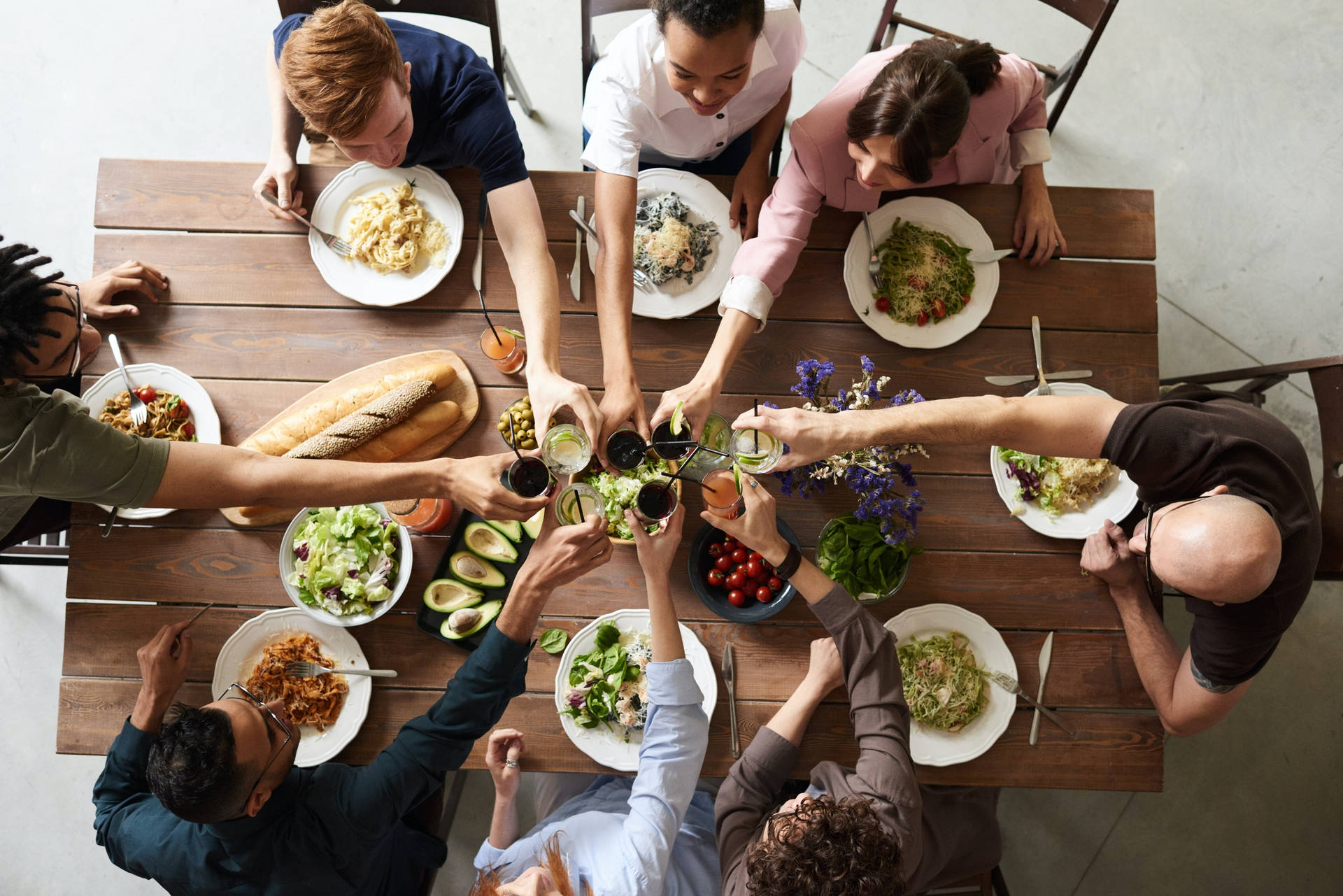 Dinner Celebration With A Toast Background