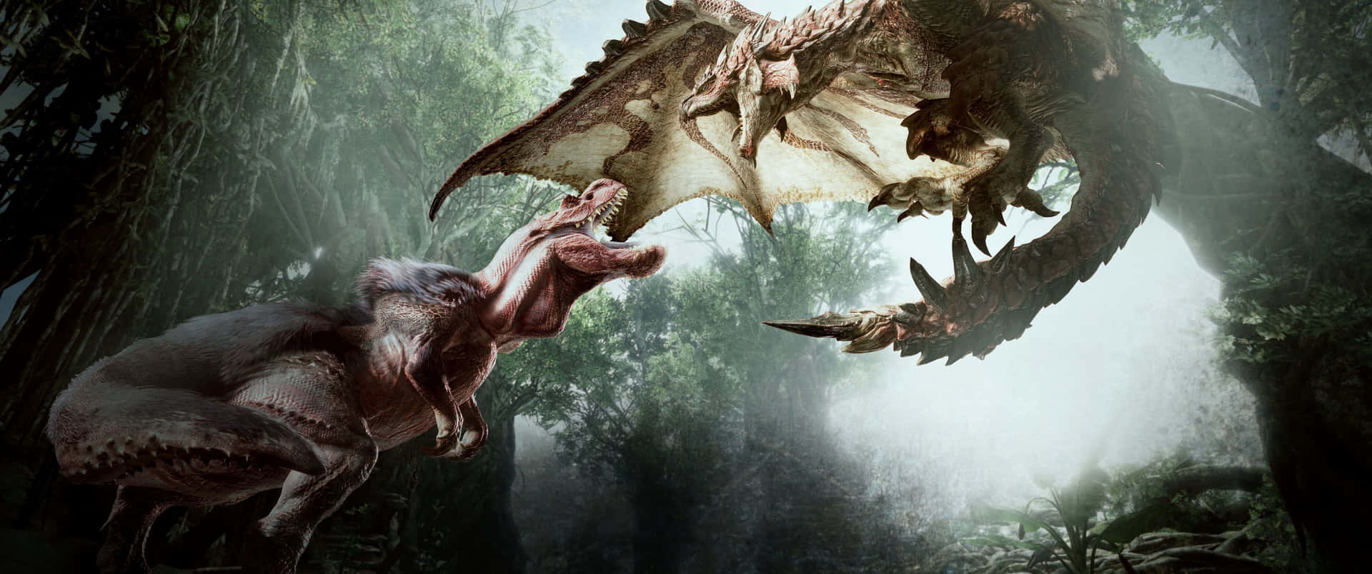 Dinosaur And Dragon Ultra Wide Gaming Background