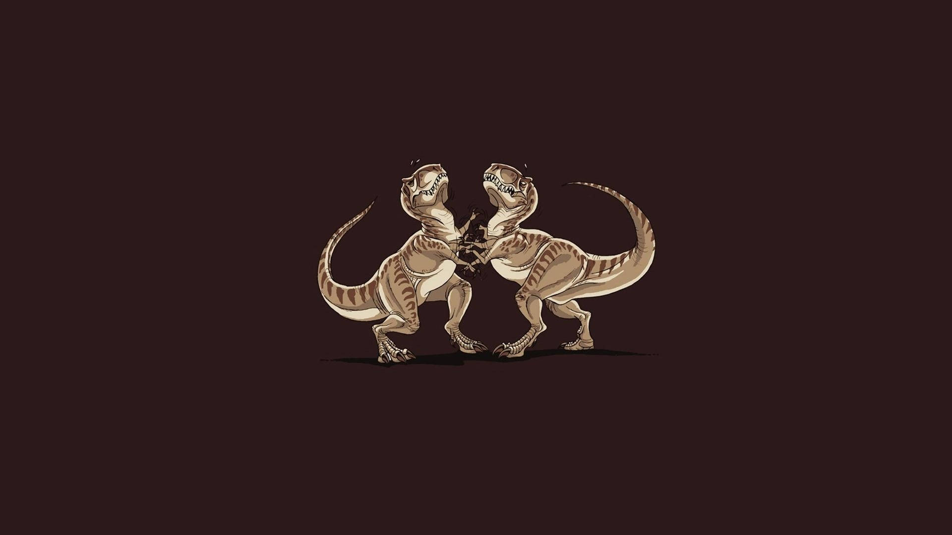 Dinosaur Fight Funny Desktop Background