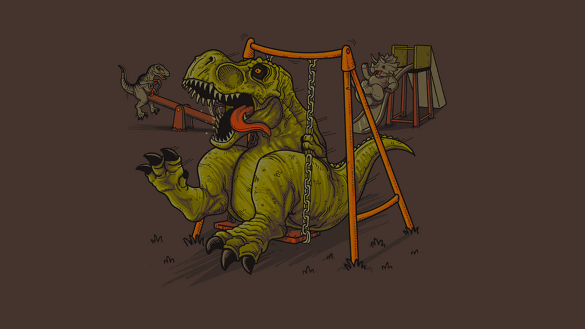 Dinosaurs On Playground Art Background