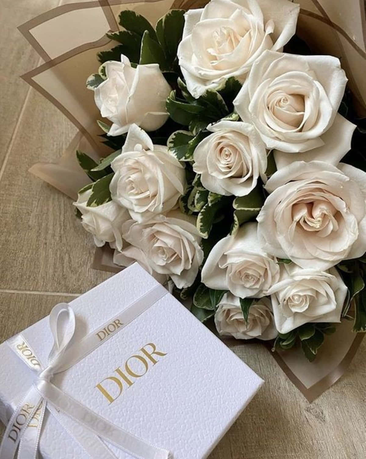 Dior White Roses Aesthetic Bouquet