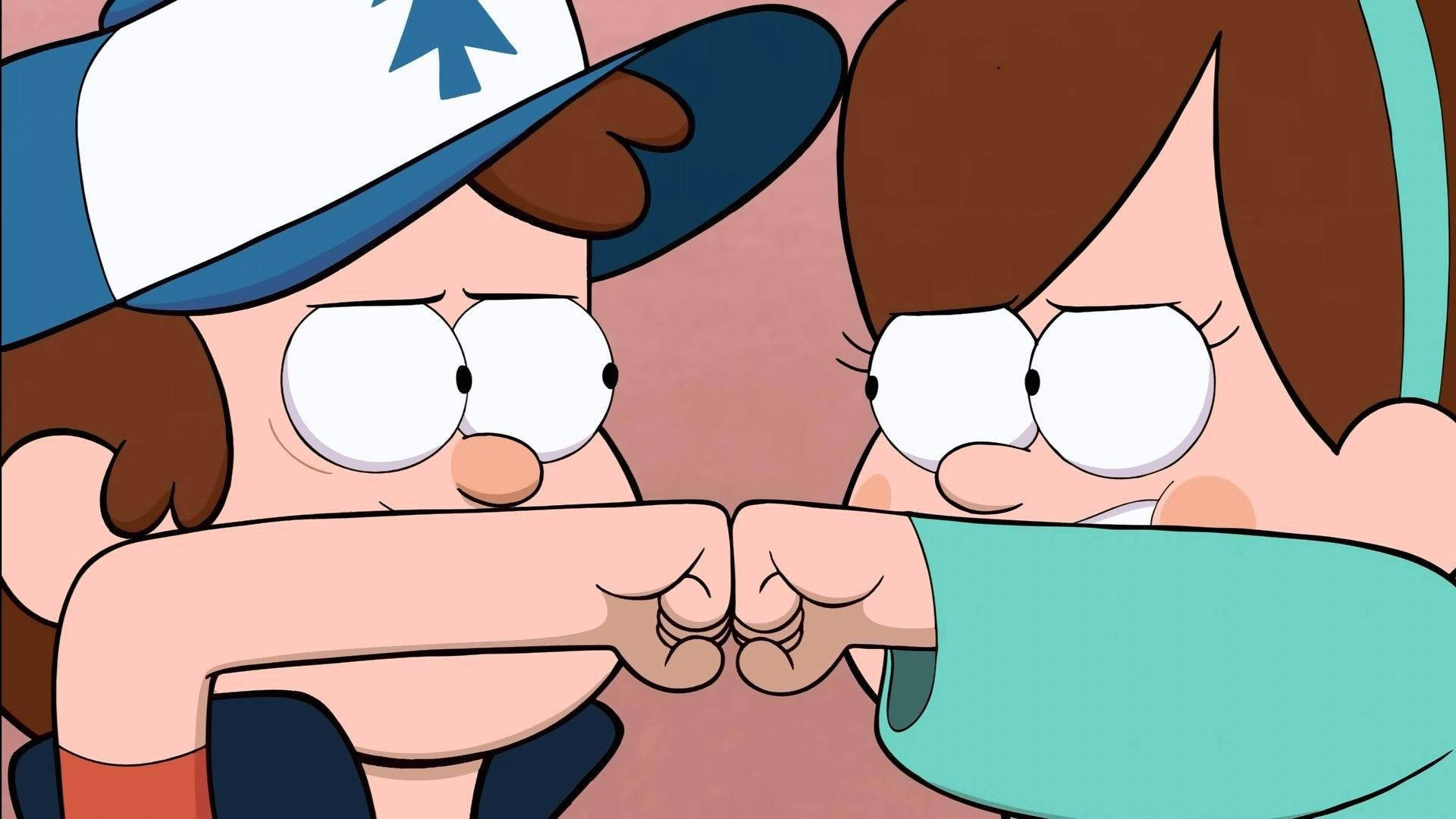 Dipper Pines Fist Bump With Mabel Background