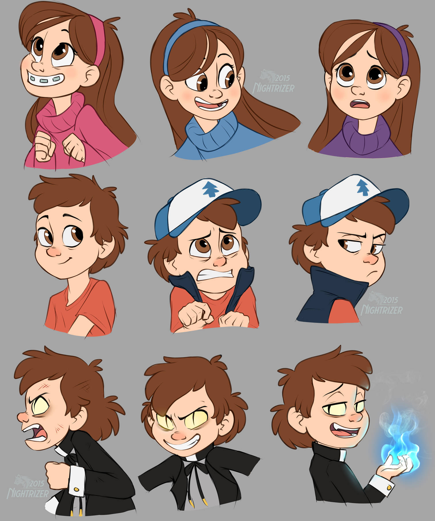 Dipper Pines Sister And Bill Art Background