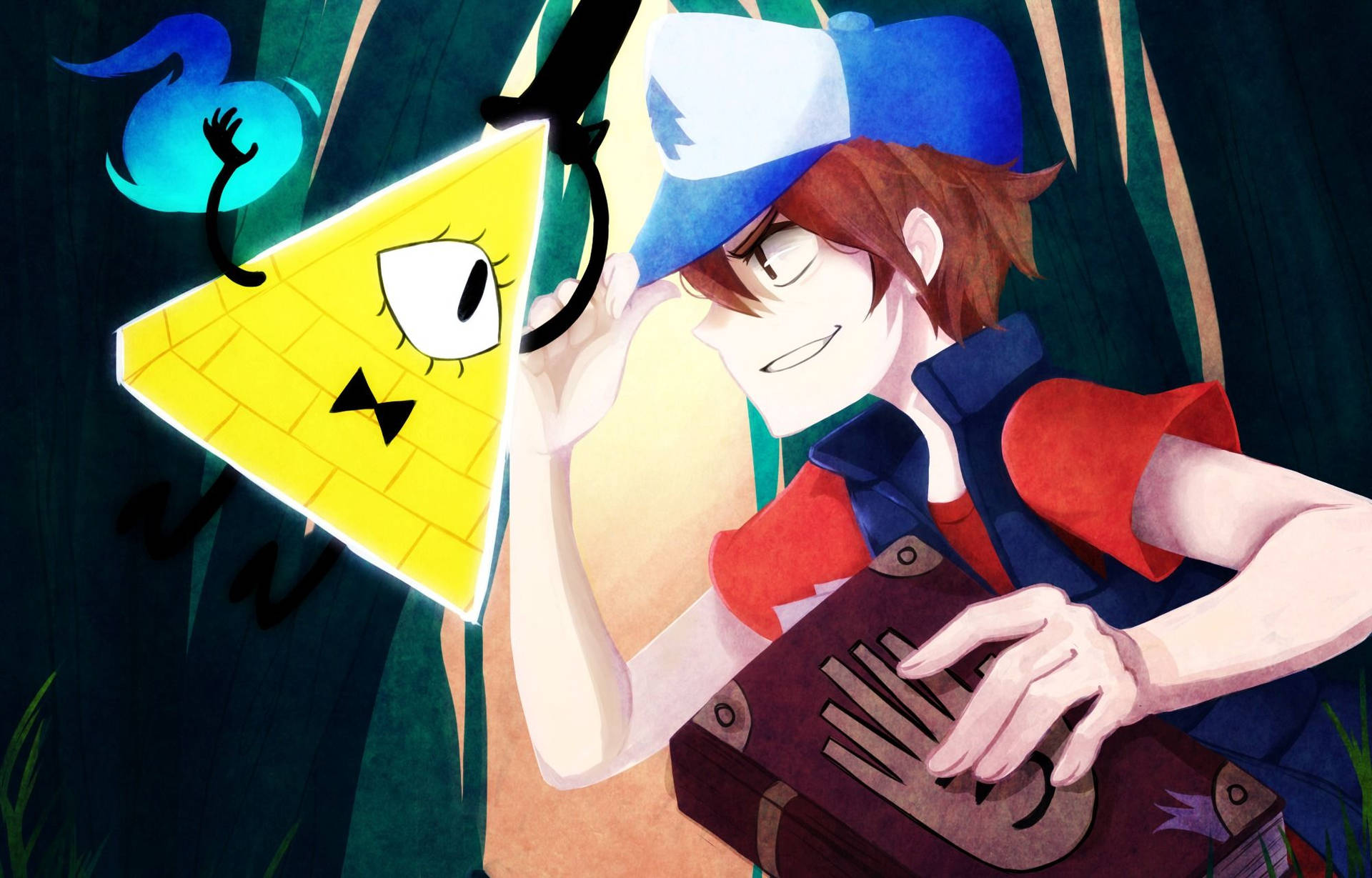 Dipper Pines With Yellow Triangle Background