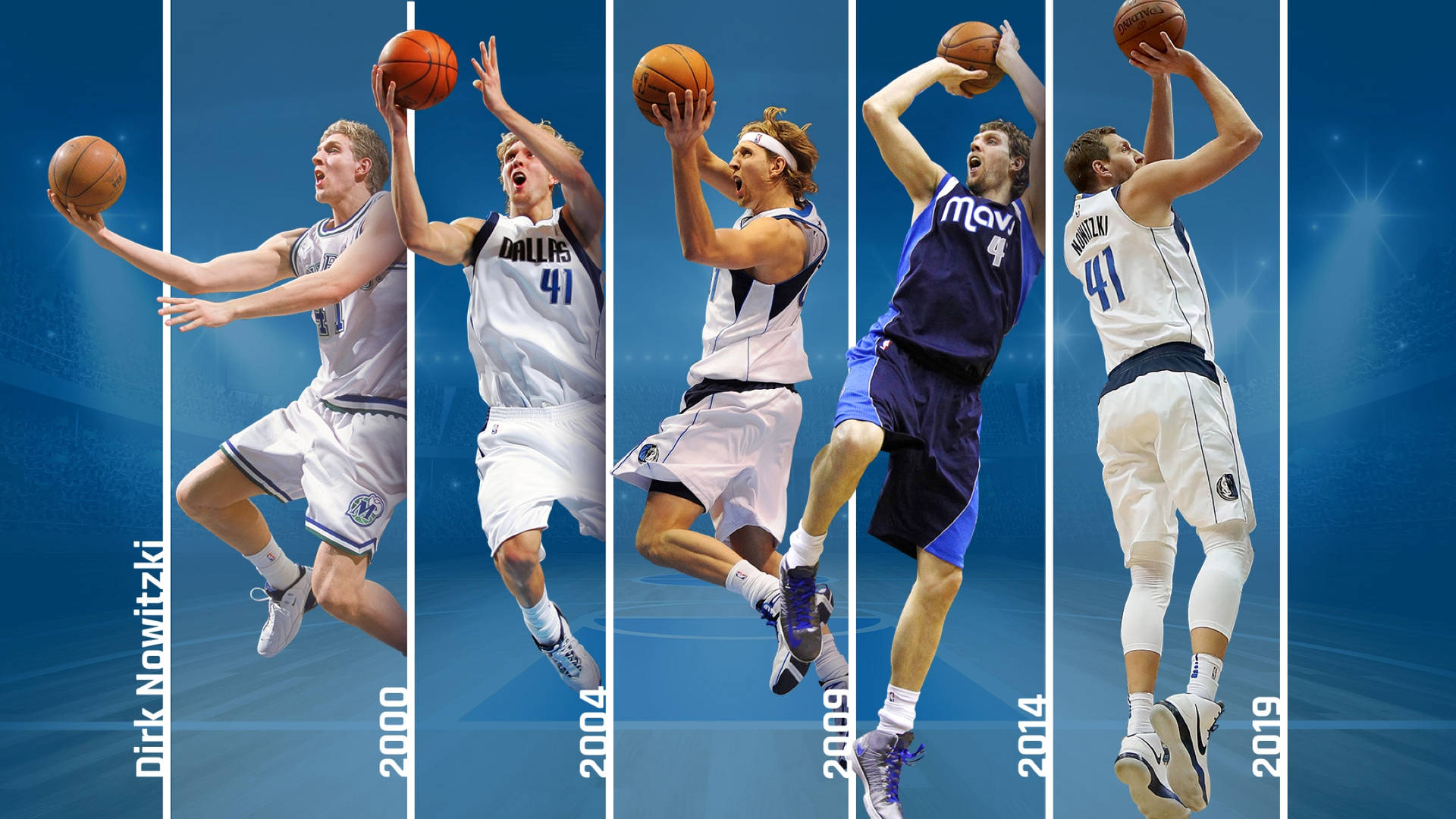 Dirk Nowitzki Through The Years Collage Background
