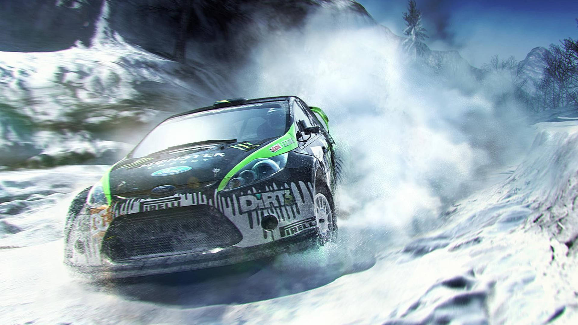 Dirt 3 Ford Snowy Road Background