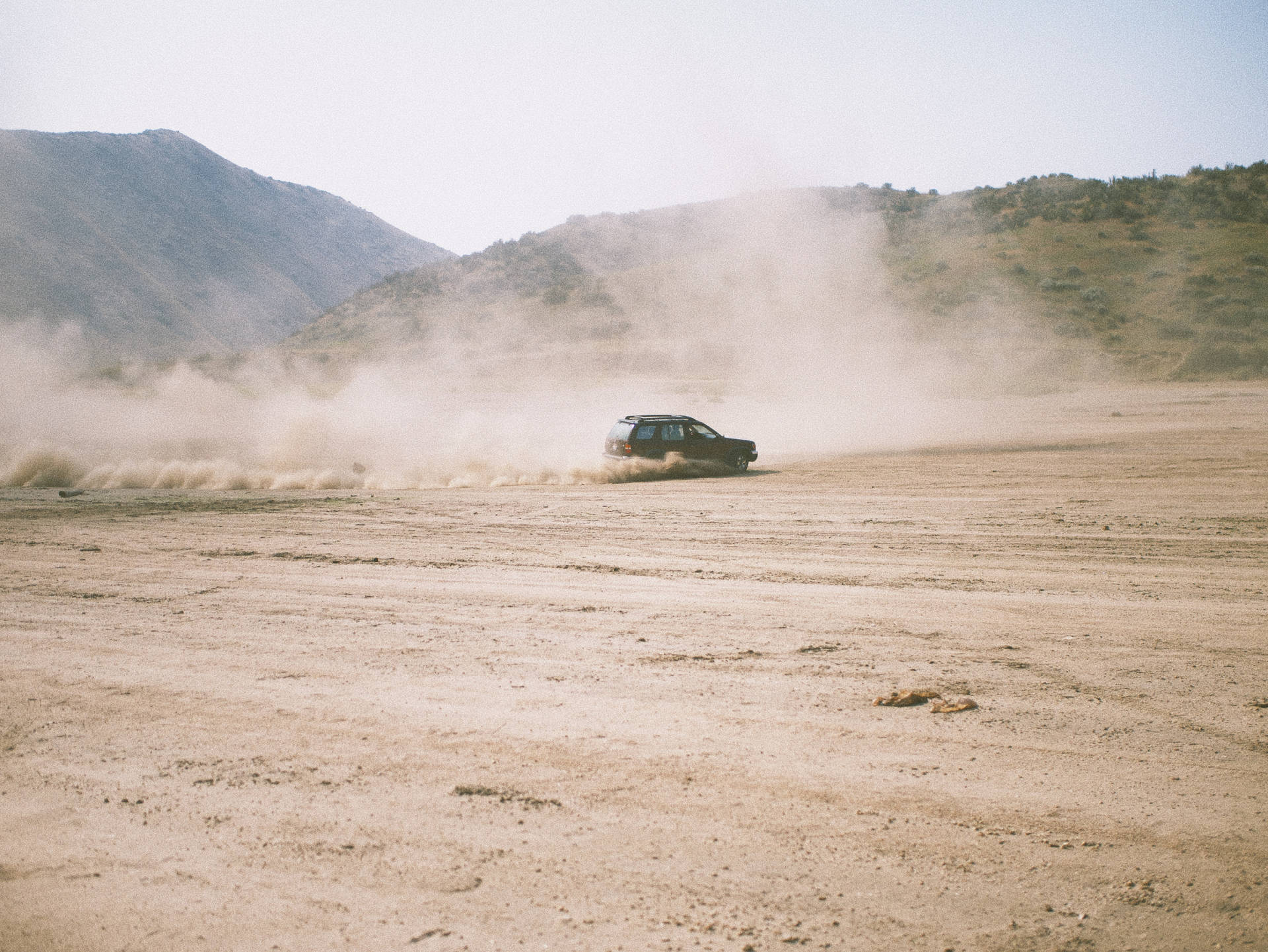 Dirt Rally Car In Desert Route