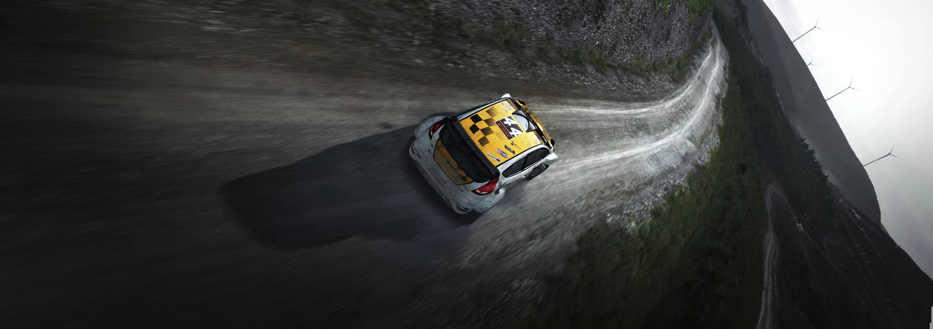 Dirt Rally Car In Muddy Road Background