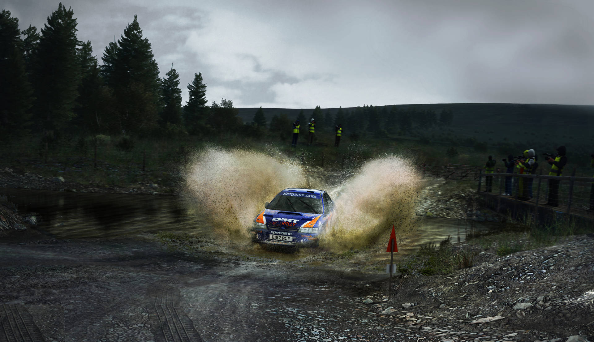 Dirt Rally Car Through Muddy Water