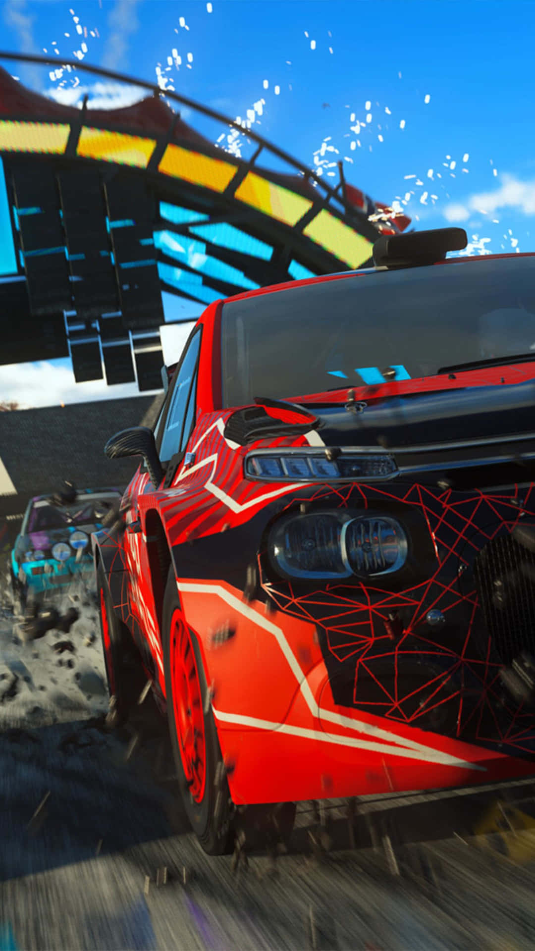 Dirt Video Game Red Racing Car Background