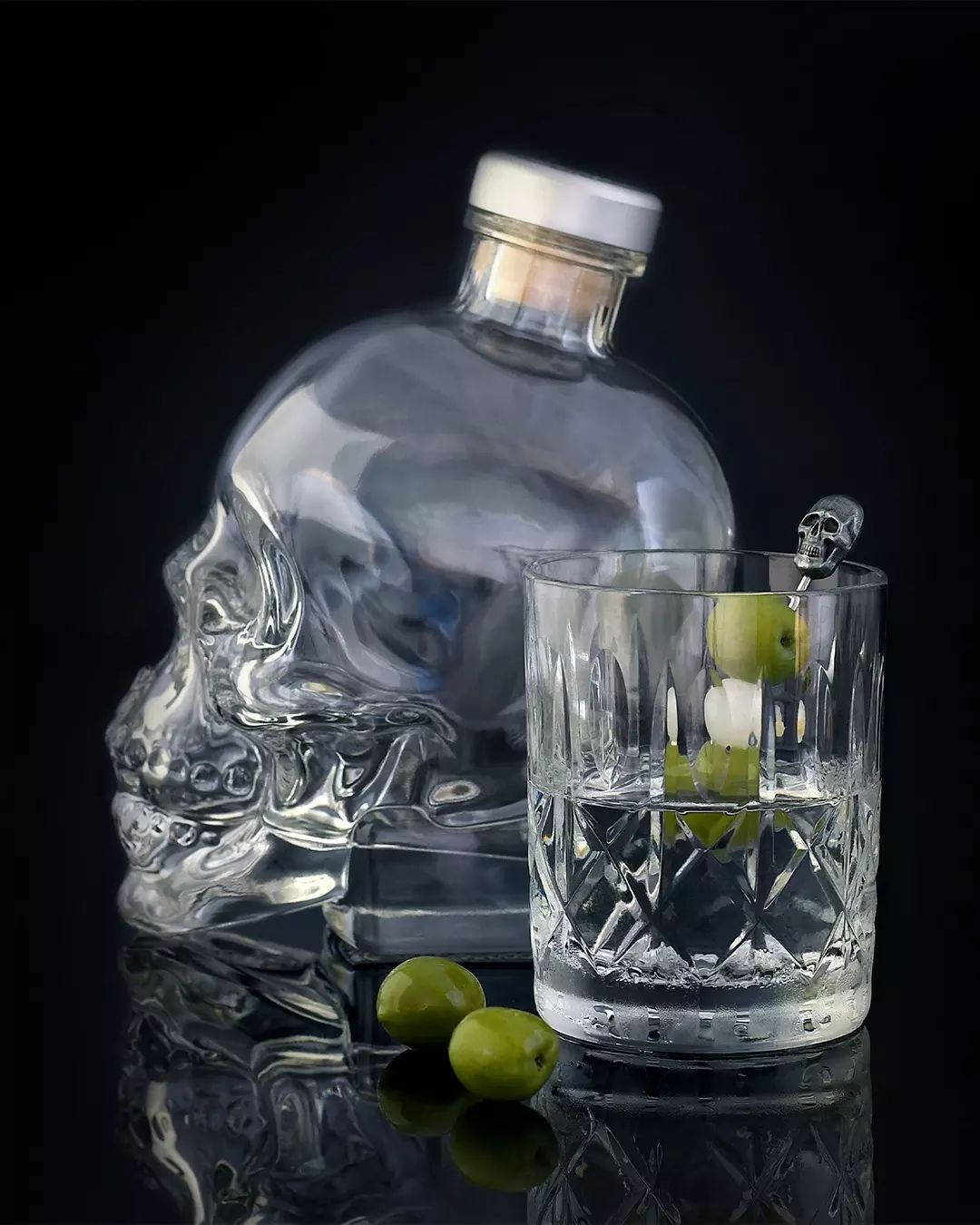 Dirty Vodka Martini With Crystal Head Vodka Background