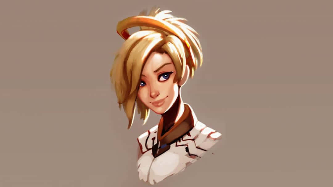 Discerning And Heroic: Mercy From Overwatch Background