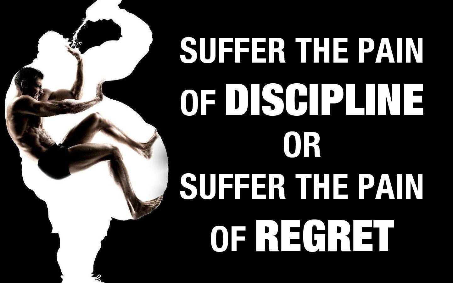 Discipline And Regret Inspirational Quotes Background