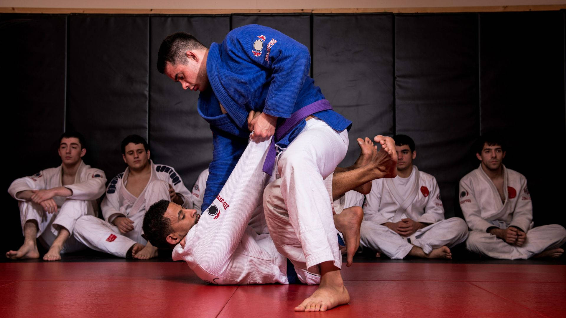 Disciplined And Focused Jiu-jitsu Fighters In Action Background