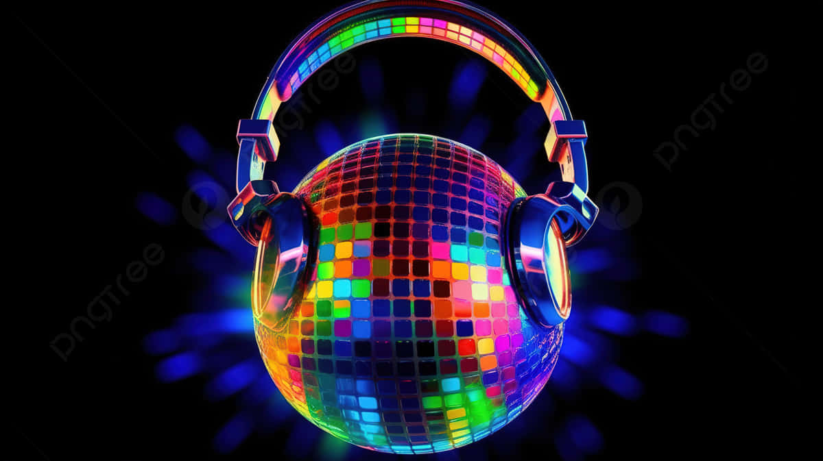 Disco Ball Headphones Party Vibe Background