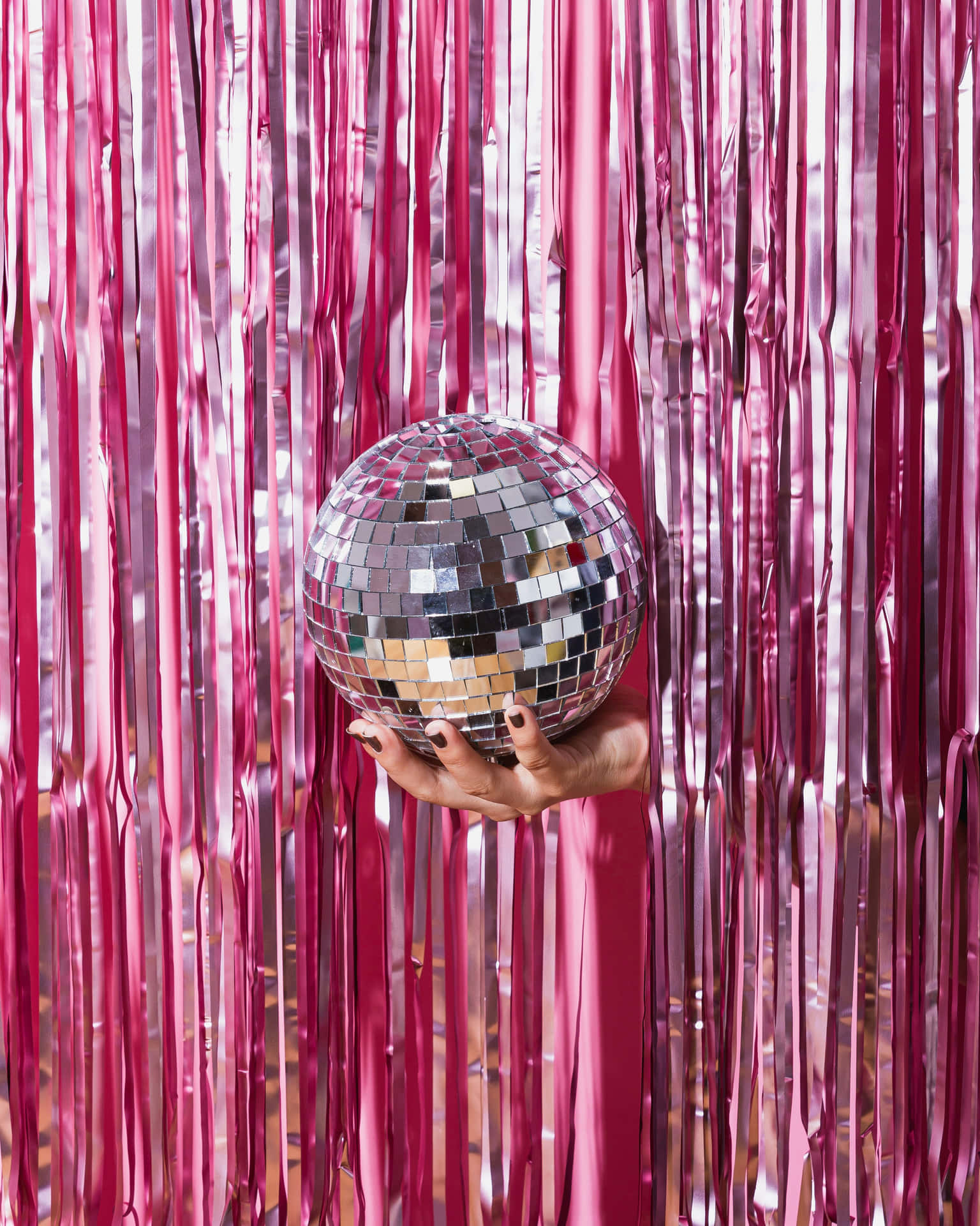 Disco Ballin Pink Tinsel Backdrop.jpg Background