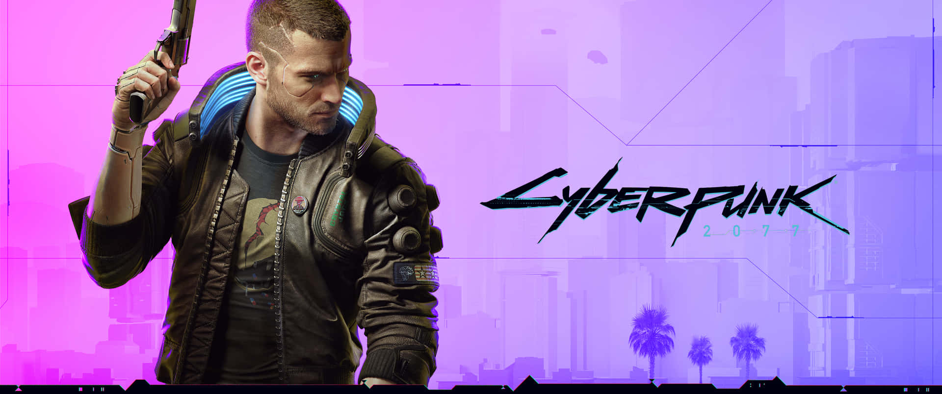 Discover A Futuristic And Dystopian Cityscape In The World Of Cyberpunk 3440x1440 Background