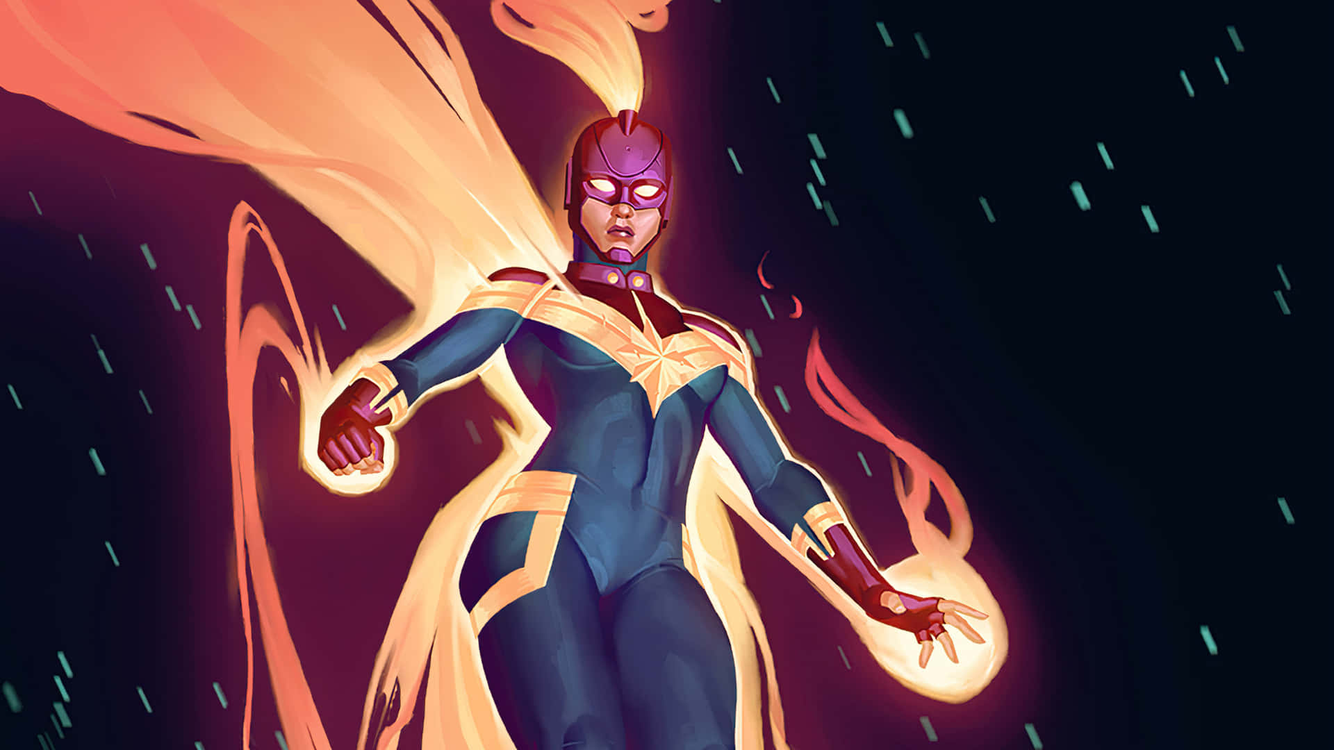 Discover The Power Of Marvel's Superhero, Captain Marvel Background