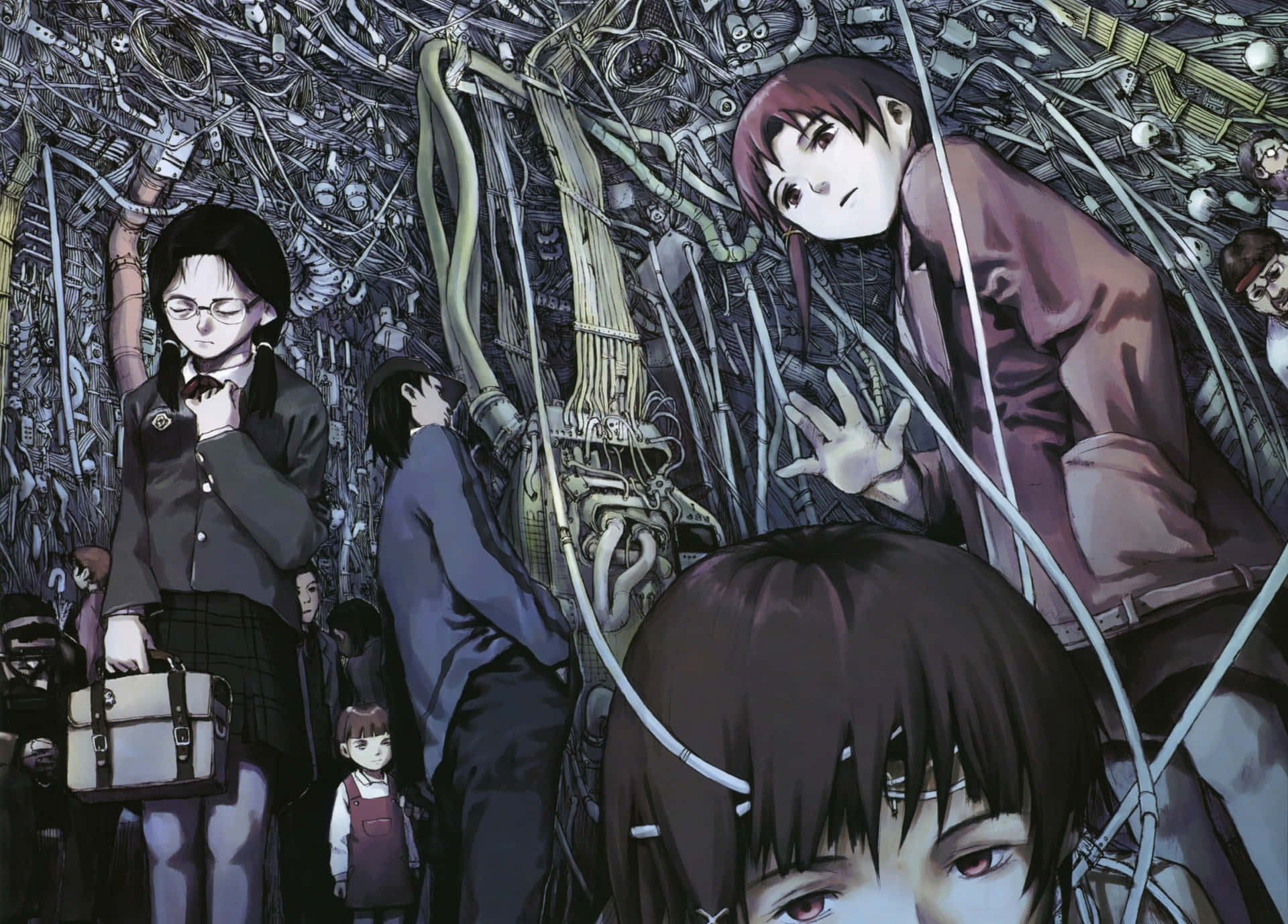 Discover The Technology, Mystery And Drama Of Serial Experiments Lain Background