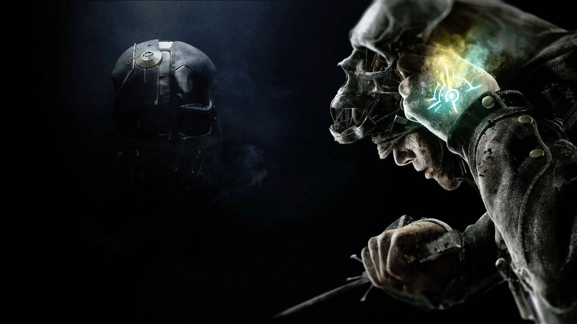 Dishonored 2 Corvo Attano Skull Masks Background