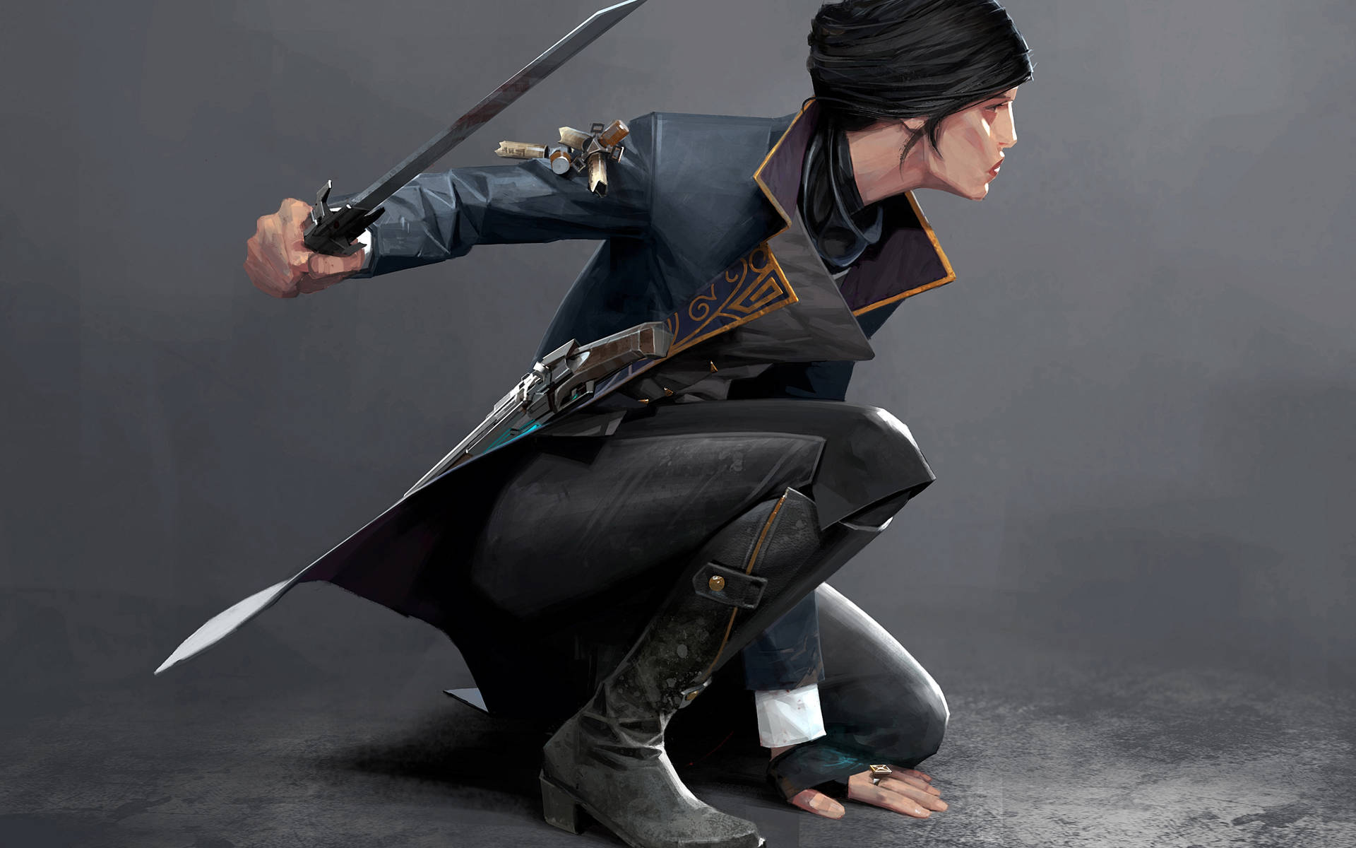 Dishonored 2 Emily Kaldwin With Blade Background