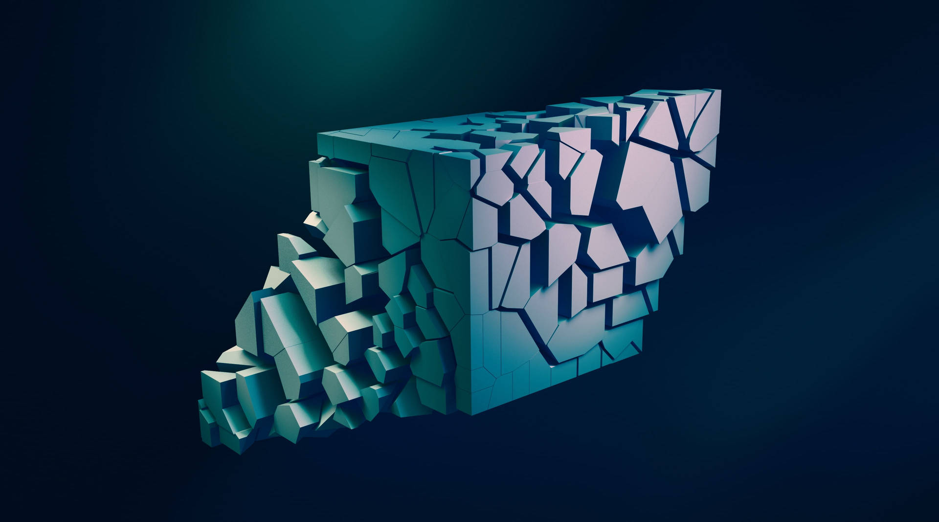 Disintegrating Platonic Solid Blue Background Background