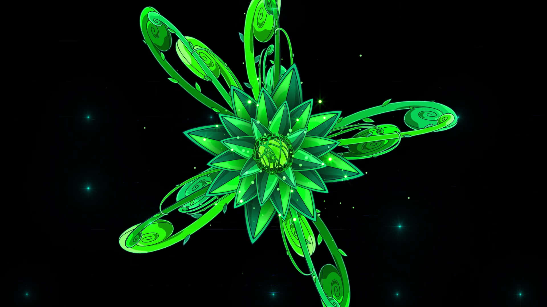 Disjointed Green Flower Background