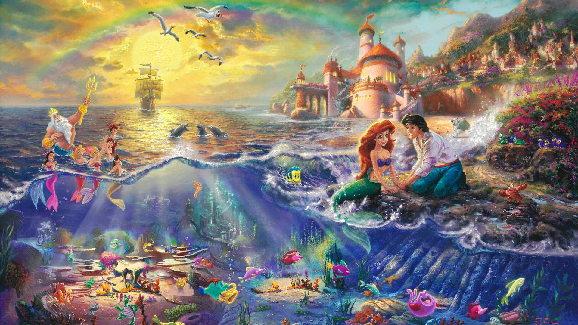 Disney 1920x1080 Hd The Little Mermaid Characters By Sea